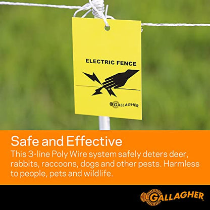Gallagher Garden & Backyard Pet Protection Kit | Solar Electric Fence Kit for Deer, Rabbits, and Pets | 48in Posts with Polywire | Powers 200ft | Lithium Solar Energizer | Reliable Garden Protection