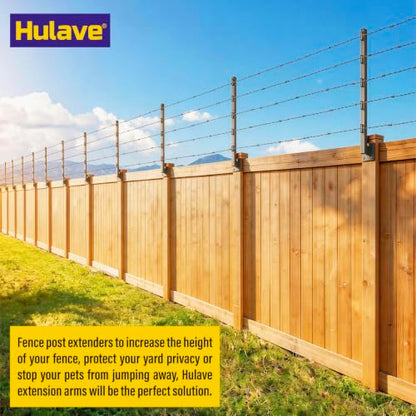 Hulave 8-Pack Fence Post Extender, High 32" Fence Barbed Wire Extend Arm, Used to add Height to Wood Fences for Privacy and to Prevent Animals from Jumping Away and Breaking in (Matte-Black) - size: Heigh-32in