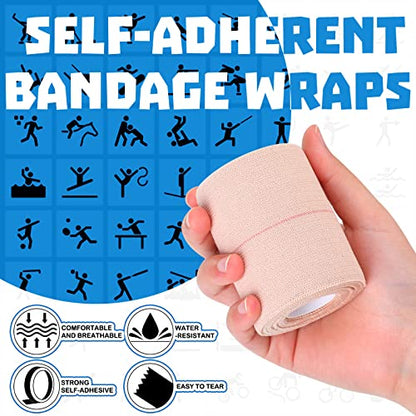 Nuanchu 16 Rolls Self Adhesive Elastic Bandage Wrap Breathable Flexible Stretch Sports Tape for Wrist Ankle Support, Cohesive Vet Wrap for Horse Pet(3 Inch x 5 Yard) - size: 3 Inch x 5 Yard