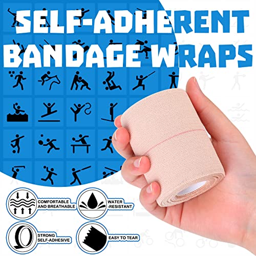 Nuanchu 16 Rolls Self Adhesive Elastic Bandage Wrap Breathable Flexible Stretch Sports Tape for Wrist Ankle Support, Cohesive Vet Wrap for Horse Pet(3 Inch x 5 Yard) - size: 3 Inch x 5 Yard