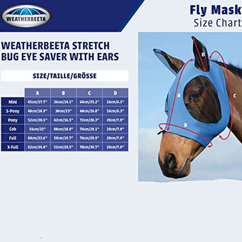 WeatherBeeta Stretch Bug Eye Saver with Ears, Turquoise/Black, Pony - color: Turquoise/Black, size: Pony