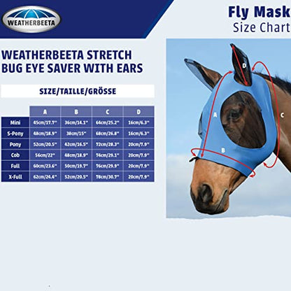 WeatherBeeta Stretch Bug Eye Saver with Ears, Turquoise/Black, Pony - color: Turquoise/Black, size: Pony