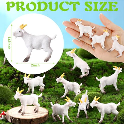 Foilswirl 50 Pcs Mini Goat Figurines Miniature Resin Farm Animal Figurines Set for Decorating Outdoor Micro Landscape Mini Gardens Potted Plant Accessories and Creative DIY Props Cake Topper (Goat)