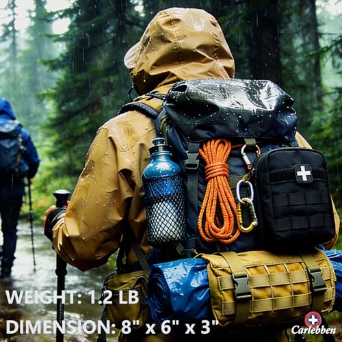 Carlebben EMT Pouch MOLLE Ifak Pouch Tactical MOLLE Medical First Aid Kit Utility Pouch (With Medical Supplies) - color: Black