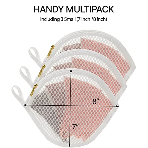 3 Packs Delicate Laundry Bags for Reusable Socks、Face Masks and Makeup Remover Pads,Fine Mesh Wash Bags,Use YKK Zipper, with Hanger Loop, Portable Laundry Bag (3 Small)