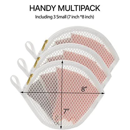 3 Packs Delicate Laundry Bags for Reusable Socks、Face Masks and Makeup Remover Pads,Fine Mesh Wash Bags,Use YKK Zipper, with Hanger Loop, Portable Laundry Bag (3 Small)