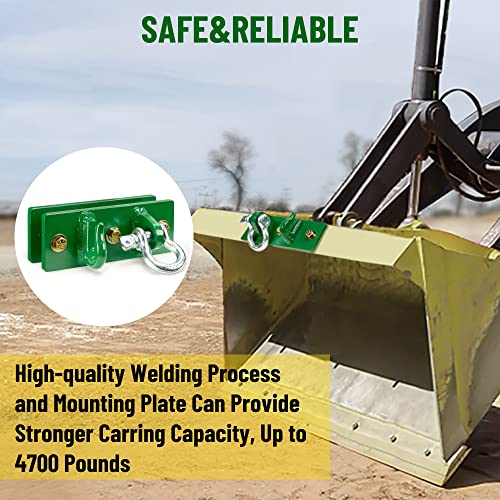 Tractor Bucket Hooks, Bolt On Clevis Mount with 1/2” Shackle, 5/16”Grab Hooks G70 Steel, Shackles Mount with Backer Plate, Heavy Duty Tow Hook for SUV RV UTV Tractors Bucket(Green) - color: Green