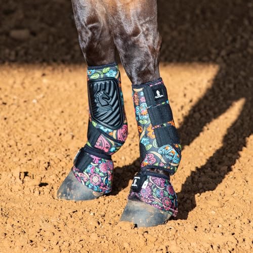 Classic Equine Dyno Turn Bell Boots - color: Neon Flower, size: Small