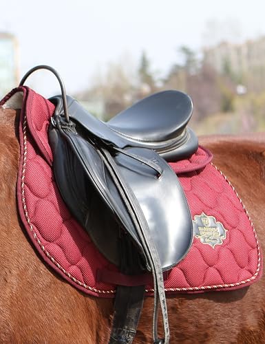 Harrison Howard 3D Air Mesh Saddle Pad for Horses – Breathable Shock-Absorbing All-Purpose English Saddle Pad - color: Burgundy