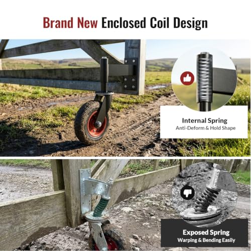 8 Inch Spring Loaded Gate Caster Wheel Heavy Duty Wood & Metal Pipe Gates