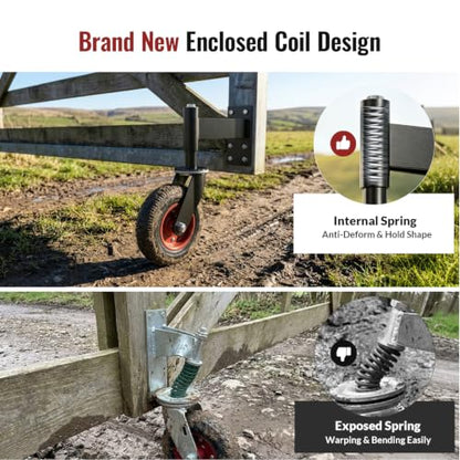 8 Inch Spring Loaded Gate Caster Wheel Heavy Duty Wood & Metal Pipe Gates