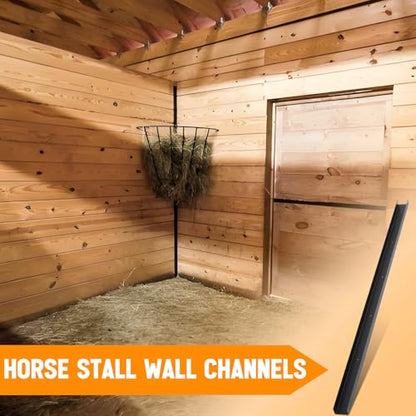 Yaocom 6 Pack 42 Inch Horse Stall Wall Channels Galvanized Steel Easy Installation Horse Stall Chew Guards Wood Protector with 60 Screws, Black