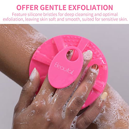 Silicone Body Scrubber, BEAUTAIL Gentle Exfoliating Shower Brush for Body | Hygienic Silicone Loofah, Easy-Grip Handle, Soft Bath Essential Scrubber for Sensitive Skin, Women, Men & Kids, 1 Pack, Rose - color: Rose 1 Pc