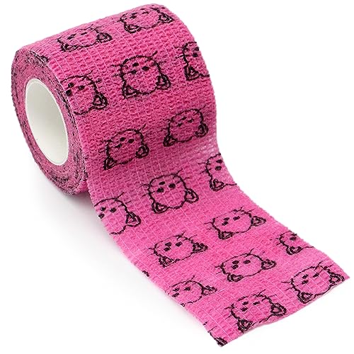 Self Adhesive Bandage Wrap Animal Cohesive Bandage Self Adherent Wrap First Aid Tape for Dogs Cats Horses Birds & Wrist Healing Ankle Sprain (2 Inch Pink Set 6 Rolls) - color: 2 Inch Pink Set 6 Rolls