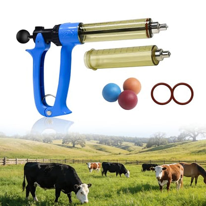 Upgrade 50mL Livestock Syringe, Include 3 Piston Rod Knobs & 1 Spare Barrel - size: 1 PC