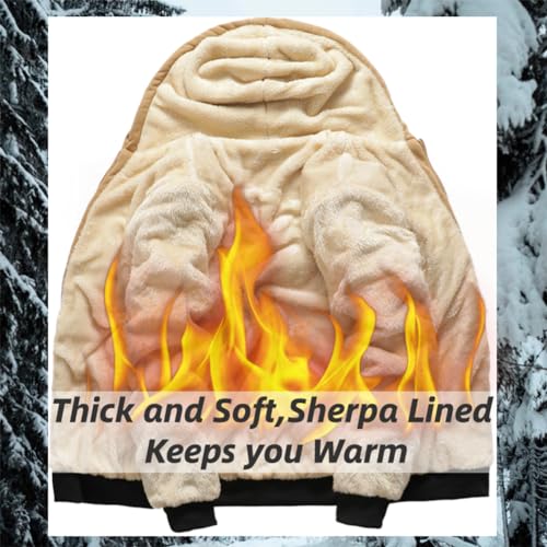 Men's Winter Fleece Thermal Jackets for Men Sherpa Lined Hoodies Warm Thick Jacket Outerwear - color: 995black Dark Grey Black, size: Medium