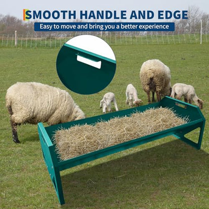 45" Heavy Duty Galvanized Steel Livestock Feeding Trough, 22 Gallon Large Capacity Feeder, Rust-Resistant for Horses, Goats, Sheep, Cattle, Pigs, Alpacas, Dark Green - color: Dark Green