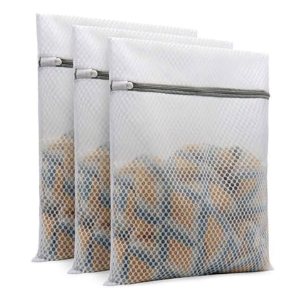 3Pcs Durable Honeycomb Mesh Laundry Bags for Delicates 12 x 16 Inches (3 Medium)