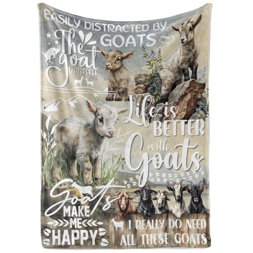 Huglanket Goat Gifts for Goat Lovers, Soft Flannel Blanket Throw, Unique Watercolor Design, Women & Friends, 60 x 80 inches - size: 60*80 inches