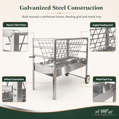 Sheep Feeder, 2 in 1 Livestock Feeder Hay and Grain Feeder for Goats Lambs
