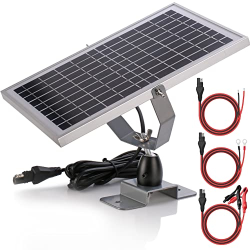 SUNER POWER 10W 12V Solar Battery Charger Maintainer, Built-in Smart MPPT Charge Controller, Adjustable Mount Bracket, Waterproof 10 Watt Solar Panel Kits for Car Automotive Boat Marine RV Trailer - size: 10W Pro