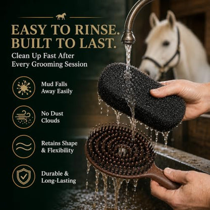 Horse Grooming Kit with Scrubber Sponge & Mane and Tail Brush