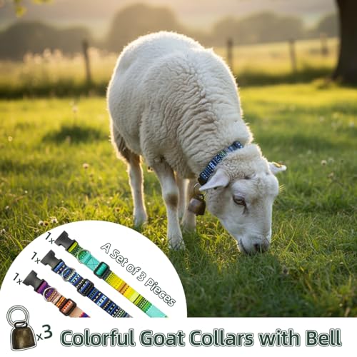 Goat Collars and Bells，Durable Nylon Adjustable Collar (Pattern) - color: Pattern, size: 3 PCS
