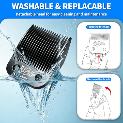 Size 3/4HT Detachable Pet Grooming Clipper Blade with Steel Cutter, 3/4 Inch (19 mm) Cut Length, Black, Compatible with Andis, Oster A5, Wahl KM10, 1 Pack - color: Black, size: 3/4HT 19mm