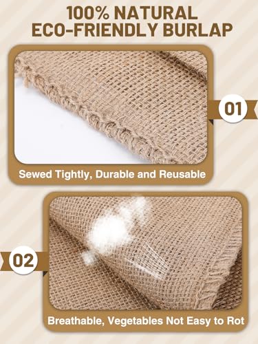 4Pcs 16"x24" Breathable Natural Burlap Bags with Rope for Potato Storage | Reusable, Thickened Jute Food Storage Sacks, Helps Potatoes/ Onions/ Root Vegetables Stay Fresh - size: 16'' x 24''