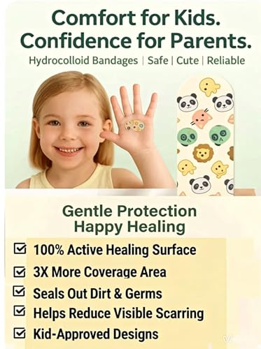 Hydrocolloid Bandage Kids |3X Faster Healing | Reduces Scarring | Protects Against Germs | Waterproof | 100% Active Surface | Flexible Protection & Wound Care | 50 Pcs - color: 50 Count