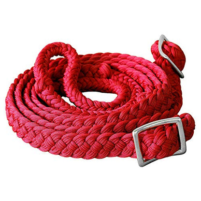 HILASON Braided Poly Barrel Horse Racing Reins Flat Grip Knots 1" X 8Ft | Rein Gifts - color: Red