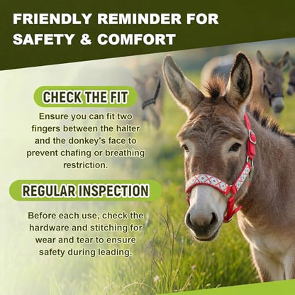 1 Set Mini Donkey Halter with Lead Rope Adjust, Red - color: Red