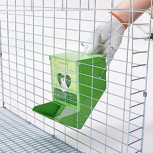 Metal Small Animal Feeder with Lid, Heavy Duty, Large Capacity Food Dispenser, Great for Rabbits, Guinea Pigs, Chinchillas and Other Small Animals. (4.6 inch, Green) (Pack of 2) - color: Green, size: 4.6 inch (Pack of 2)