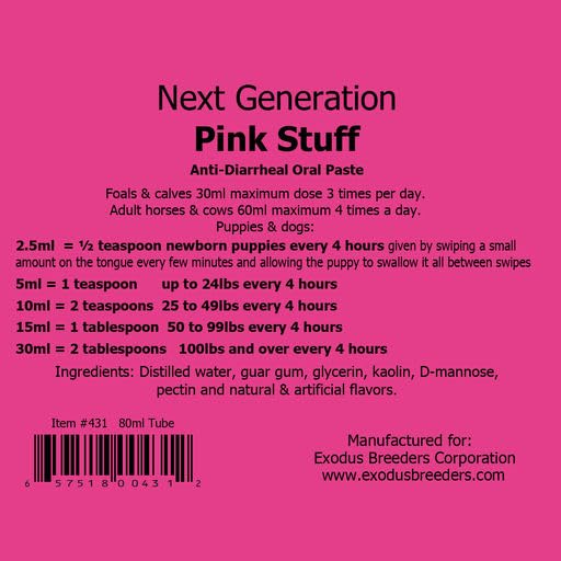 Next Generation The Pink Stuff Paste for Dogs Horses Cows, Anti Diarrhea Digestive Support Paste, Oral Syringe Easy Dosing, Kaolin Pectin Formula, Livestock and Pet Use, 80 ml
