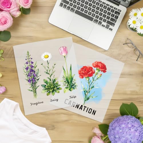 arricraft 9 Sheets Flowering Plants Theme Iron on Decals Patches, 9 Styles Foxglove Daisy Tulip Rose Iron on Stickers PET Washable Heat Transfer Stickers for T-Shirts Patches Bags Hats DIY Crafts - style: Flowering Plants Theme