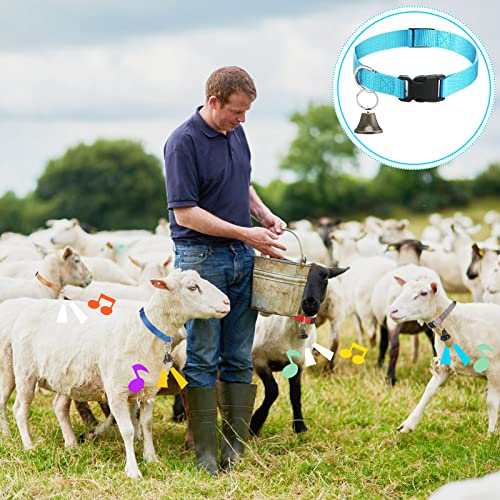 12 Sets Goat Collars with Bells Horse Sheep Grazing Cow Bells Adjustable Nylon Dog Bell Collar with Quick Release Buckle Anti Lost Pet with Copper Bell for Small Farm Animal Sheep Accessories
