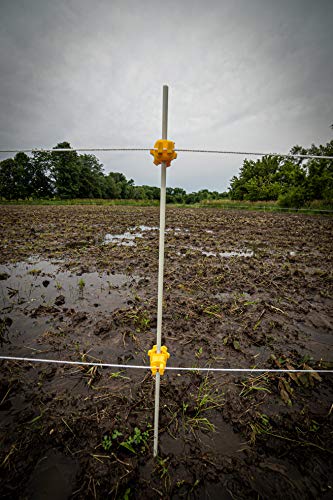 Hooyman Hot Zone Garden and Food Plot Electric Fence, Solar Powered Deer Exclosure with Solar Panel System, Fiberglass Posts, Post Insulators, and In-Line Tensioners for Food Plot or Garden Protection - style: Round Post Insulator