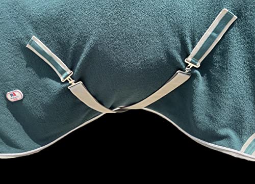 Majestic Ally Anti Pill Fleece Horse Blanket /Sheet with Silver Braided Rope (Hunter Green, 76) - color: Hunter Green, size: 76
