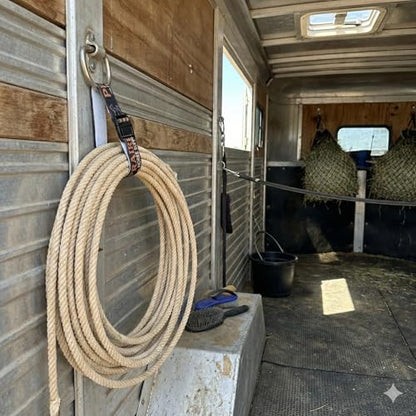 Prairie Horse Supply Rope Holder Strap for Saddle - Elastic Nylon 3/4 x 15 Inch - Western, Roping, Trail Saddles - Fits 3/8 to 5/8 Lariat Rope - Black
