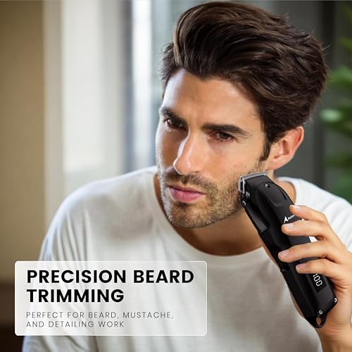 Professional Hair Clippers for Men – Zero-Gap Adjustable Blade, Long-Lasting 300-Min Battery, Quiet + Powerful Motor, LED Display – Cordless Barber Clipper for Fades & Lineups