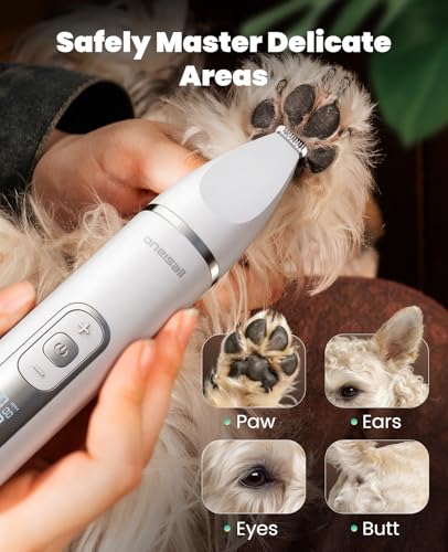 oneisall 4 in 1 Dog Grooming Kit with LCD Display (White) - color: White