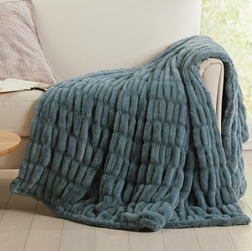 Springtree Home Luxury Micro Plush Throw Blanket | Thick Faux Fur | Ocean | Lily Collection | 50" x 60" | Teal Blanket | Ultra Plush - color: Deep Ocean, size: 50" x 60" (Medium)