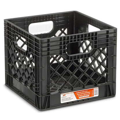 Juggernaut Storage Heavy Duty Milk Crates, 4 Handles, 16 Qt, Black, 4-Pack - color: Black, size: 16 Quart 4-pack