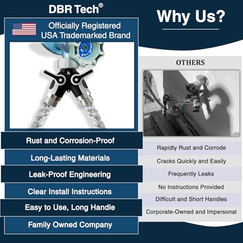 DBR Tech® Hose Splitter 2 Way, Heavy Duty Metal Connector, Two Way Garden Hose Splitter, High Flow Spigot Faucet Bib Adapter, Solid Double Y Shut Off Valve for Outdoor Gardening Hoses, Grey - color: Gray