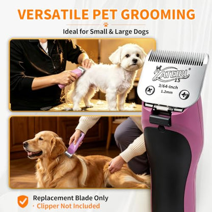 Size 15 Detachable Pet Grooming Clipper Blade with Ceramic Cutter, 1.2mm 3/64 Inch Cut Length, Silver, Compatible with Andis, Oster A5, Wahl KM10, 3 Pack - color: Silver, size: 15# 1.2mm - 3 Pack
