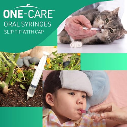 ONE-CARE Oral Syringe, 3 mL, Slip Tip, with Cap, 100 Count - size: 3ml