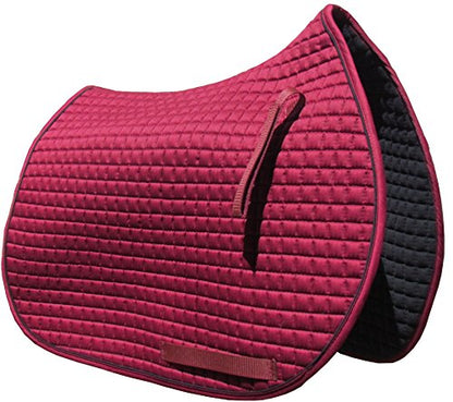 Colorful Selection of All-Purpose English Saddle Pads for Horses - color: Burgundy Maroon w/Black Trim