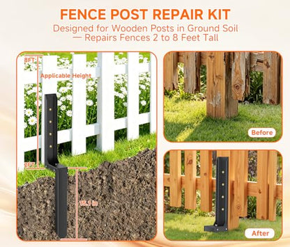 Fence Post Repair Kit, Quick Fix Leaning for 4x4/ 6x6 Wood Posts (1-Pack)