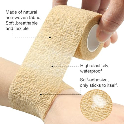 Self Adhesive Bandage Wrap Elastic Athletic Tape 8PCS 2 in X 14.7 ft red - color: Red 8pcs