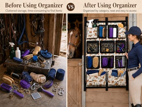 Horse Trailer Organizer & Grooming Bag, Heavy Duty Hanging Door Caddy